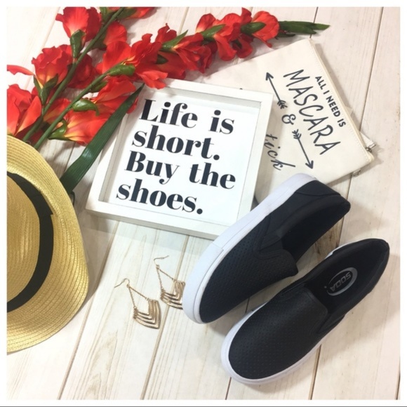 LAST PAIR! Black Pin Hole Slip On Sneaker - Picture 2 of 4